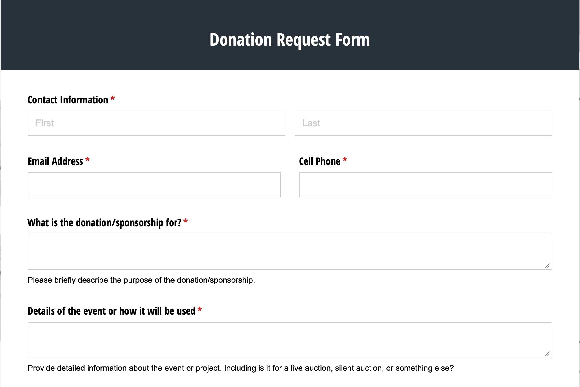 Donation Request Form
